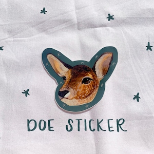 Painted Deer Sticker / Conservation Sticker / Donation Sticker /woodland creature art/ Doe Sticker / Deer Art Sticker