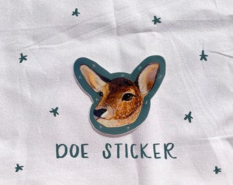 Painted Deer Sticker / Conservation Sticker / Donation Sticker /woodland creature art/ Doe Sticker / Deer Art Sticker