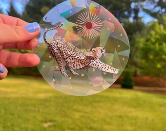 Glennon Doyle Sticker - 4” Cheetah We Can Do Hard Things Window Suncatcher - WCDHT sticker - self love reminder - rainbow maker