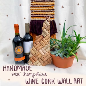 New Hampshire Wine Cork Wooden Wall Decor - Hand Carved Wooden New Hampshire Wall Art - Woodsy Wall Decor - Rustic Decor