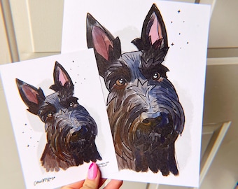 Scottish Terrier Art Print - Scottie dog Art Print -  art print - British Scottish welsh dog lover