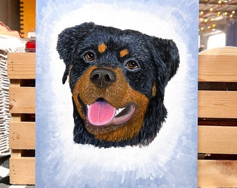 Custom Pet Portrait on Wooden Canvas - 11 x 14 Pet Portrait - Perfect gift for pet lovers - Painting of Pet Dog Cat - Pet Memorial Gift