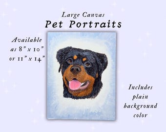 Custom Pet Portrait on Canvas - 11 x 14 Pet Portrait - Perfect gift for pet lovers - Painting of Pet Dog Cat - Pet Memorial Gift