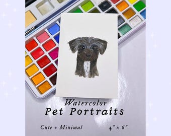 Custom Watercolor Pet Portrait Illustration - Hand Painted Pet Portrait on Watercolor paper - Custom Pet Portrait - Animal Painting