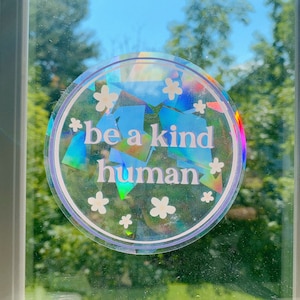Be Kind Rainbow Prism Sun Catcher Window Sticker - window cling - sun catcher - rainbow refractor