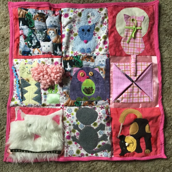 Sensory Blanket- Fidget Quilt- Weighted Blanket- Cats- Example Not for Sale