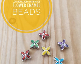 European beads petals flower enamel 10x10mm