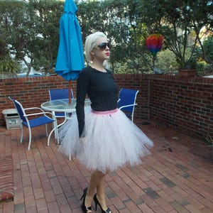 Pale Pink Tulle Skirt: Stretch Crochet Waist, Party Costume