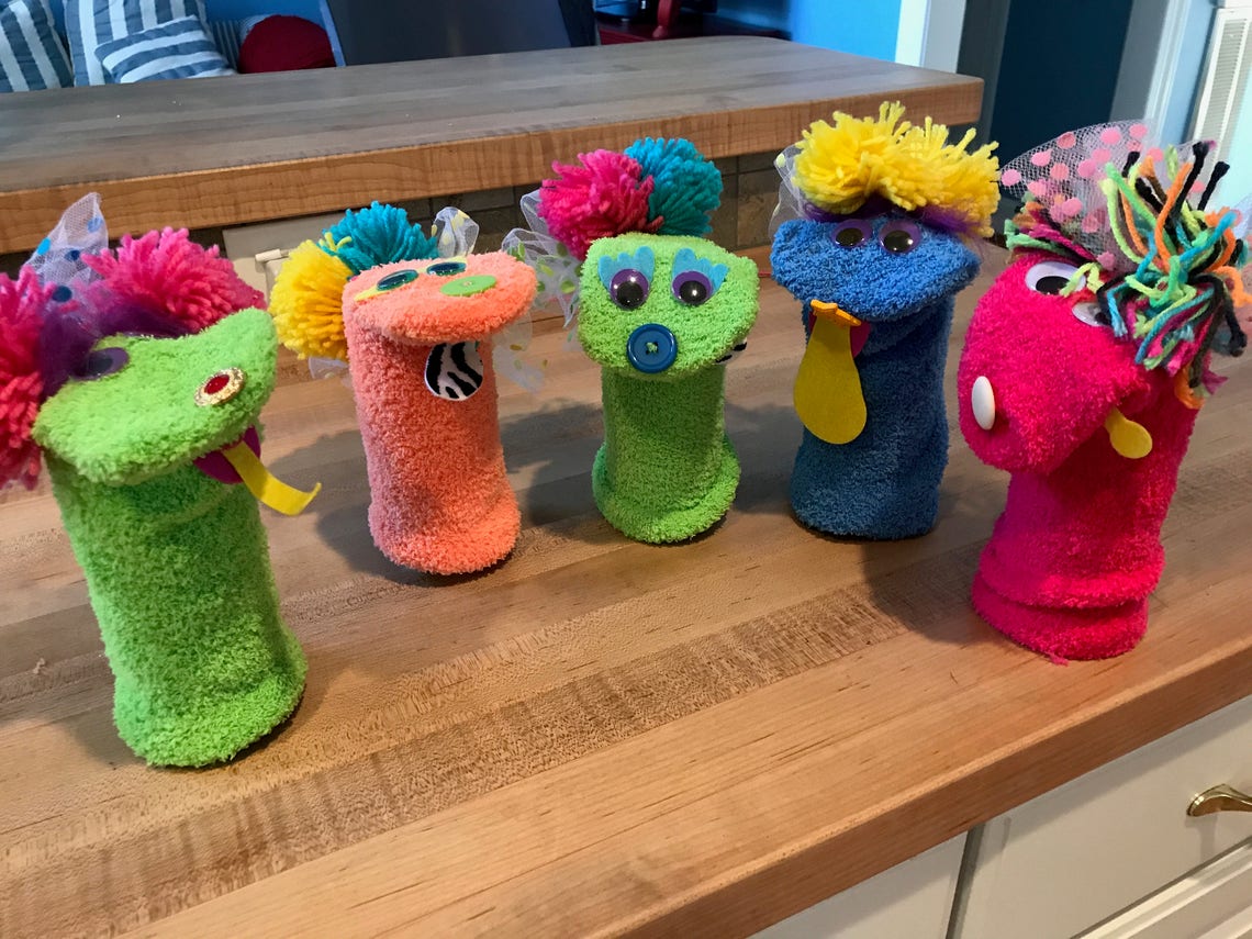 Sock Puppets Made From Fuzzy Socks. Puppets Have Google Eyes Etsy