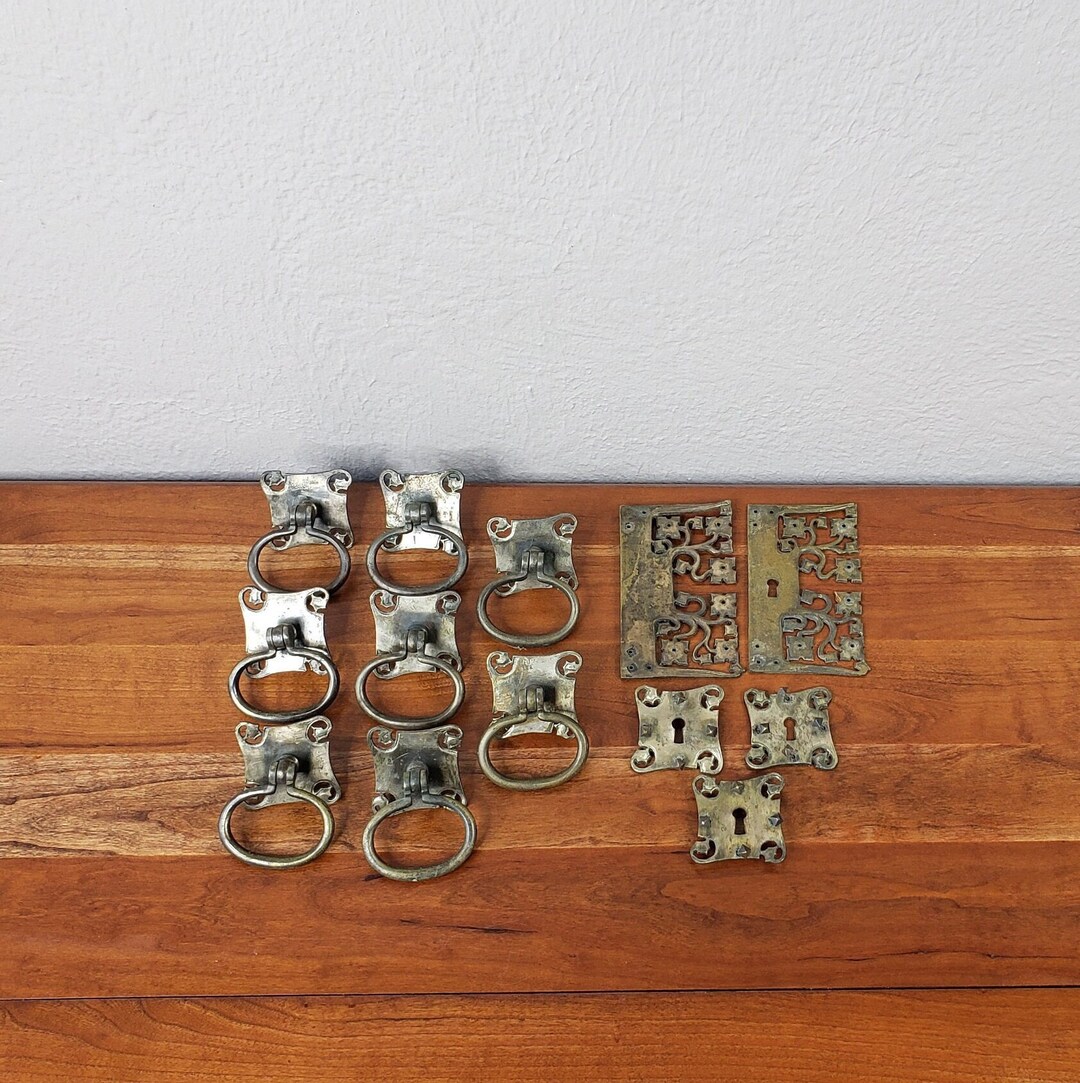Collection of Antique Drawer Pulls and Keyhole Covers Etsy