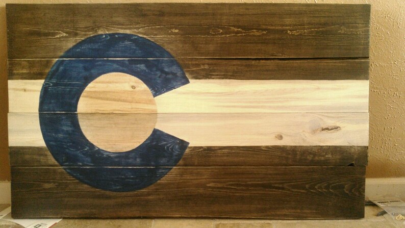 Beetle Kill Pine Wooden Colorado Flag Wall Art Blue And Etsy