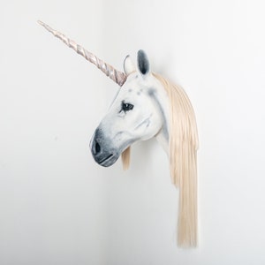 Faux Taxidermy Unicorn Head Animal Friendly Decorative Art Handmade in Wales, Great Britain Life Size image 2