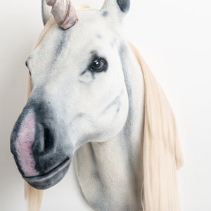 Faux Taxidermy Unicorn Head Animal Friendly Decorative Art Handmade in Wales, Great Britain Life Size image 4