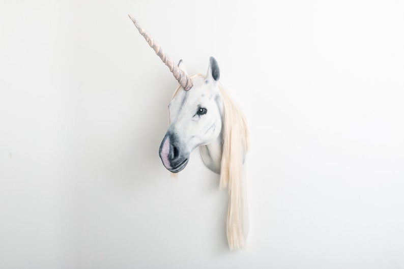 Faux Taxidermy Unicorn Head Animal Friendly Decorative Art Handmade in Wales, Great Britain Life Size image 1