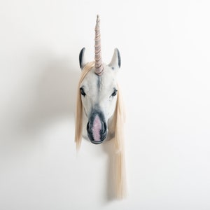 Faux Taxidermy Unicorn Head Animal Friendly Decorative Art Handmade in Wales, Great Britain Life Size image 3