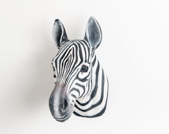 Faux Taxidermy Zebra Head Animal Friendly Decorative Art Handmade in Wales, Great Britain Life Size