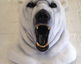 Faux Taxidermy Polar Bear Head Animal Friendly Decorative Art Handmade in Wales, Great Britain Life Size