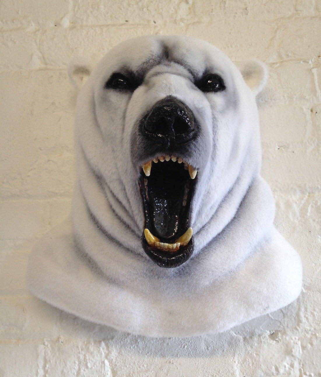 Faux Taxidermy Polar Bear Head Animal Friendly Decorative Art Handmade