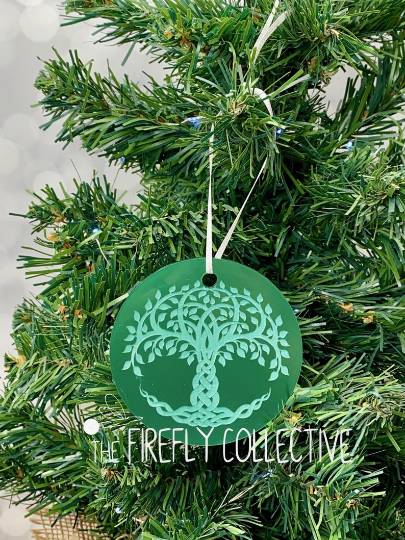 Celtic Irish Tree of Life Personalized Christmas Ornament With Ribbon