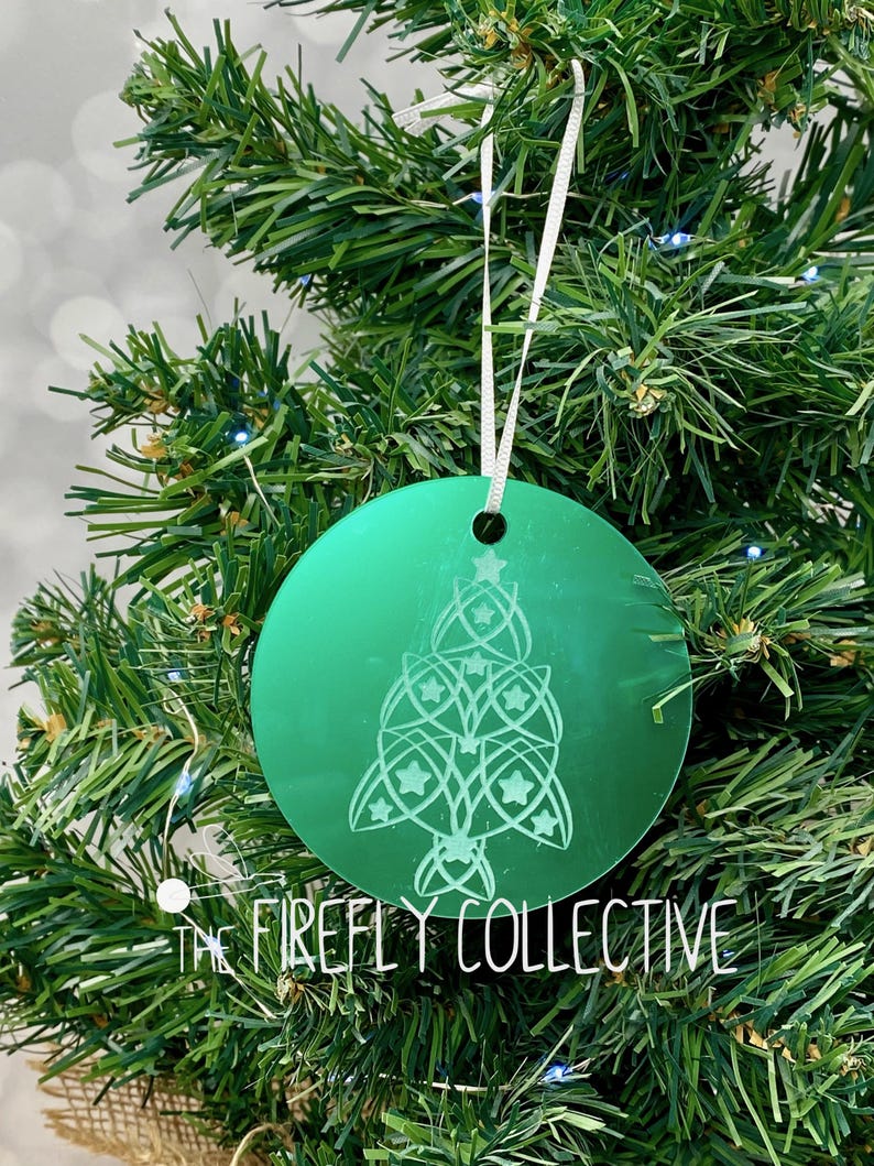 Celtic Irish Tree of Life Personalized Christmas Ornament With Ribbon