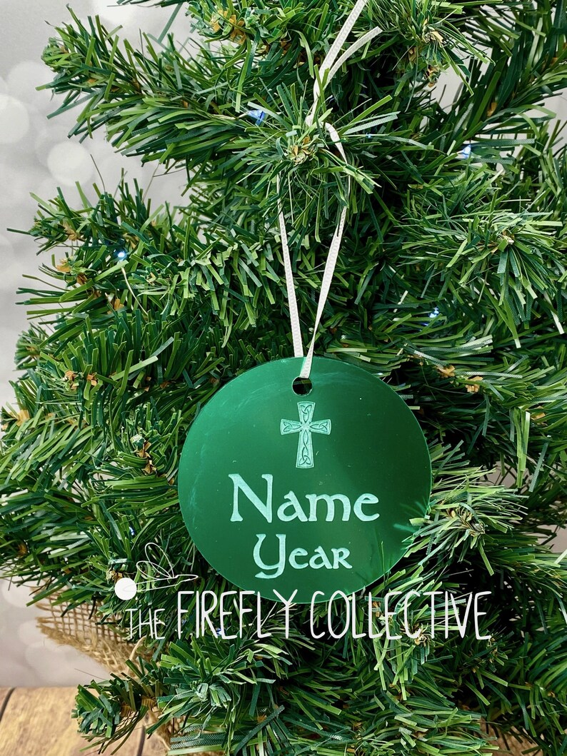 Celtic Irish Tree of Life Personalized Christmas Ornament With Ribbon