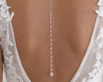 Dainty Rose gold Backdrop necklace Layered back necklace Bridal jewelry CZ back drop Wedding necklace Simple Rose gold Wedding jewelry