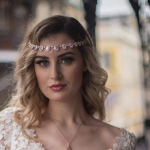 Rose gold Bridal forehead band, Wedding hair piece, Wedding headband, Bridal halo, Wedding headpiece, Bridal hair piece, Bridal hair vine