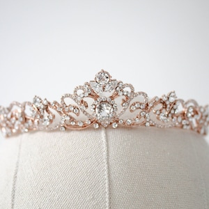 Rose gold Bridal tiara Rose gold Wedding crown Rhinestone crystal tiara Vintage style wedding tiara Bridal headband headpiece