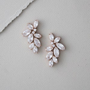 Rose gold earrings Bridal jewelry CZ Bridal stud earrings Rose gold Bridesmaid earrings Crystal Wedding earrings Bridesmaid gift