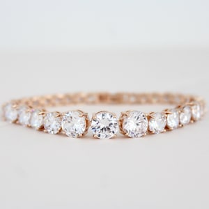 CZ Bridal bracelet Rose gold bracelet Simple Crystal bracelet Bridal jewelry Bridesmaid bracelet Dainty Tennis bracelet Diamond bracelet
