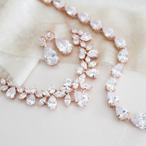 Rose Gold Backdrop Necklace Bridal Back Drop Necklace Wedding - Etsy