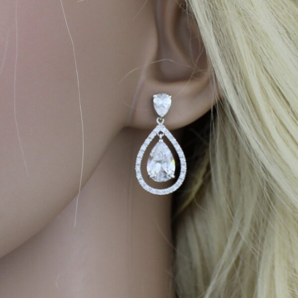 Teardrop Bridal earrings, Wedding jewelry, Crystal Wedding earrings, Rhinestone teardrop earrings, Bridal jewelry, Crystal drop earrings