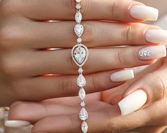 Rose gold Bridal bracelet, Bridal jewelry, Teardrop Tennis bracelet, Cubic  zirconia bracelet, Wedding jewelry, Wedding day bracelet