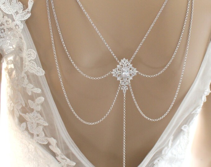 Bridal Backdrop Necklace Statement Necklace Bridal Jewelry Etsy