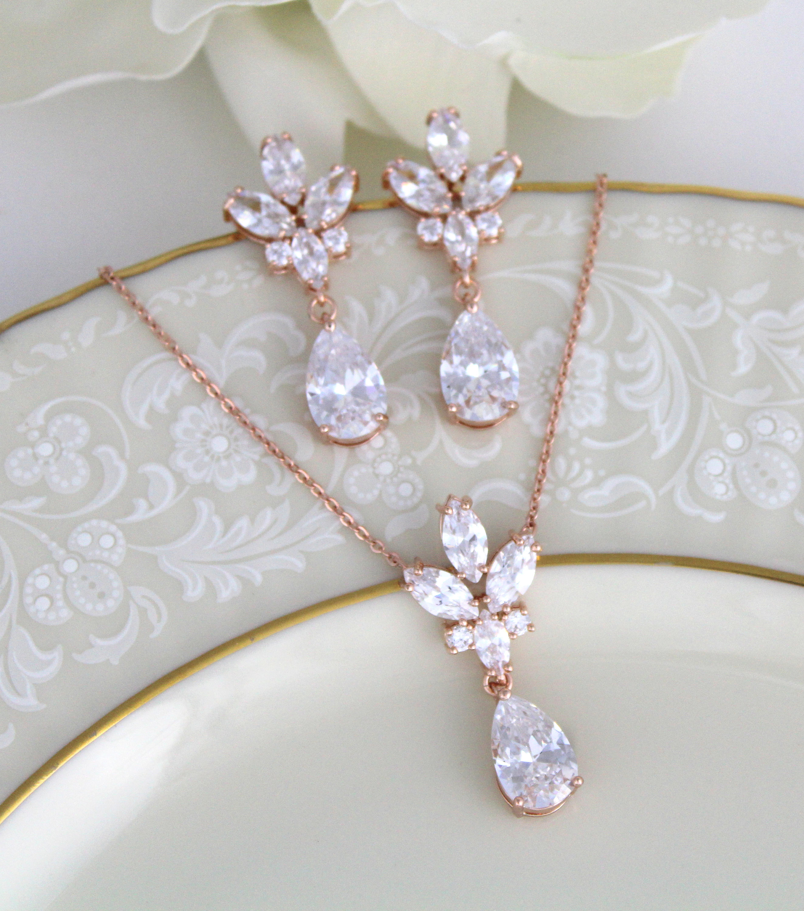 Traditional Fashion Rose Gold Necklace Set, NKT#416 main image 0