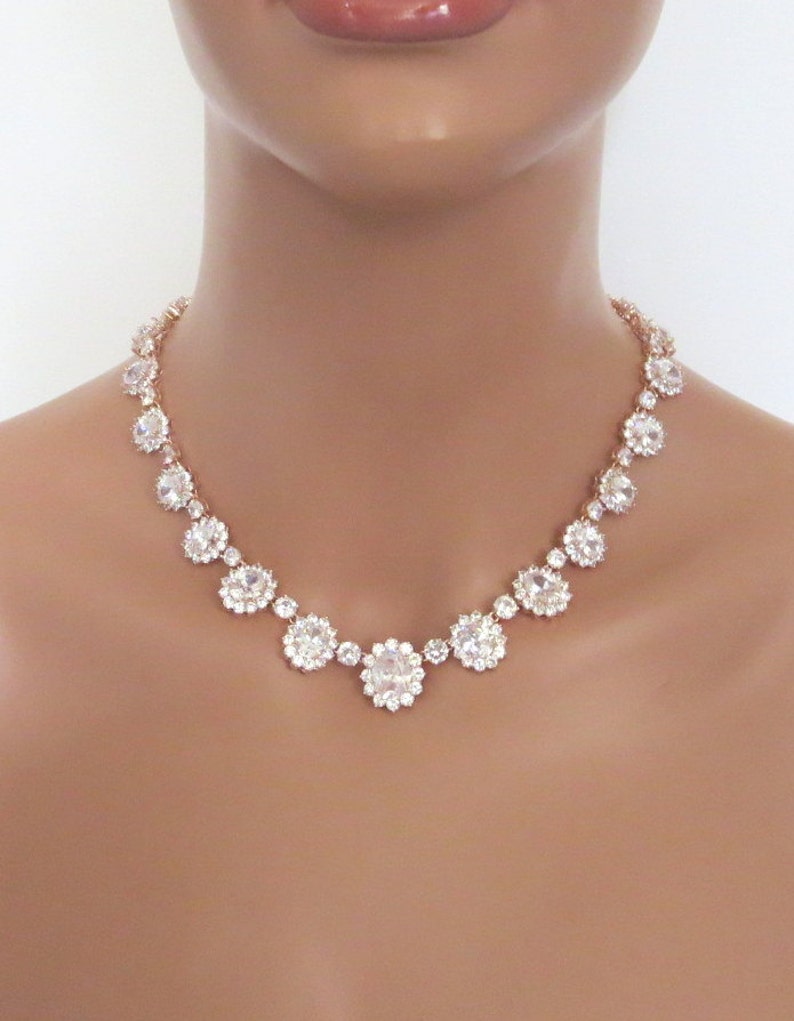 Bridal Necklace Set Rose Gold Jewelry Set Bridal Jewelry Etsy