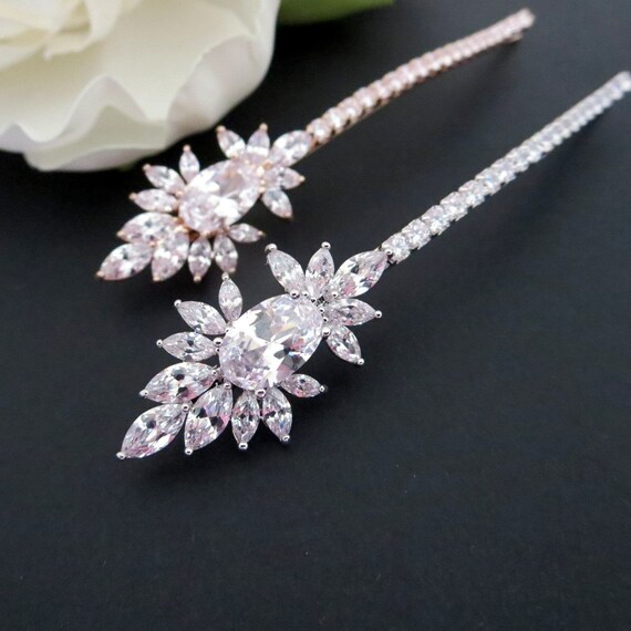 Bridal Hair Pins Rose Gold Hair Pin Wedding Headpiece Etsy