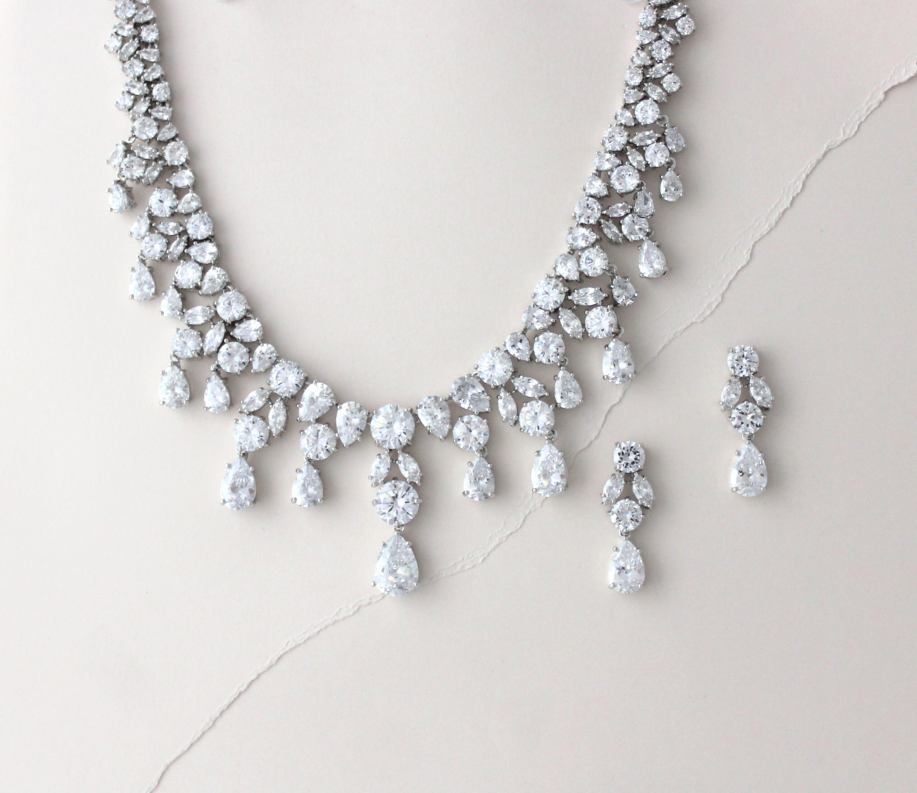 Silver Bridal Statement Necklace 