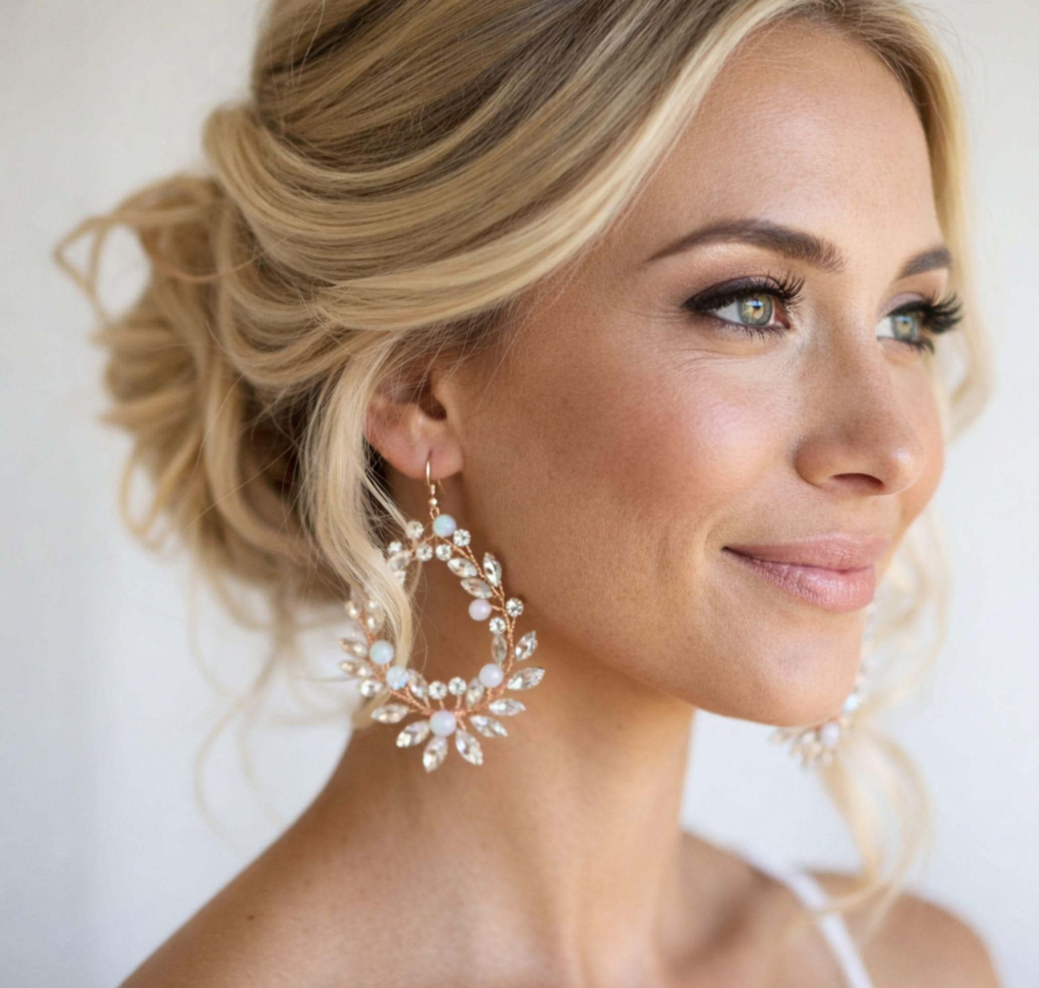 Rose Gold Bridal Earrings * Crystal & Opal Floral Drop Earrings * Wedding Earrings for Bride * Statement Earrings