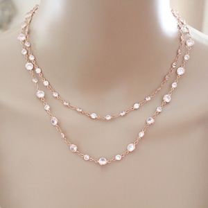 Dainty Rose Gold Backdrop Necklace Layered Back Necklace Bridal Jewelry ...