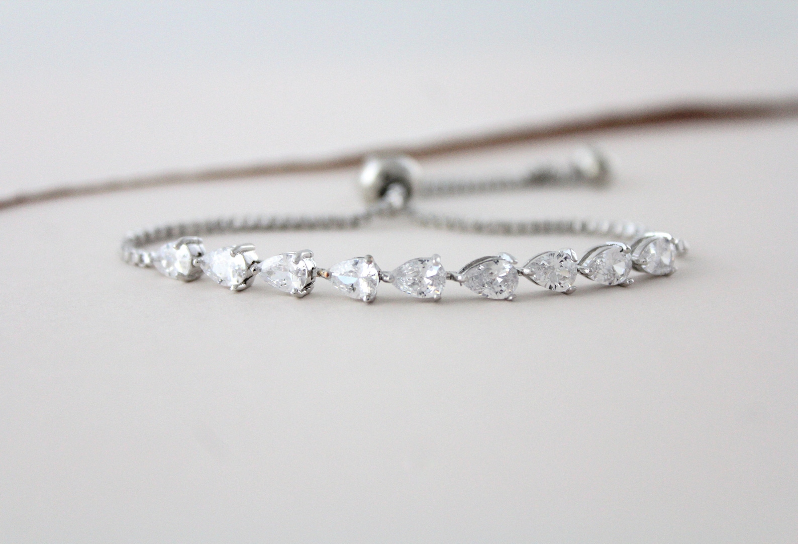 Dainty Rose Gold Bracelet Simple Bridal Bracelet Tiny Teardrop Etsy