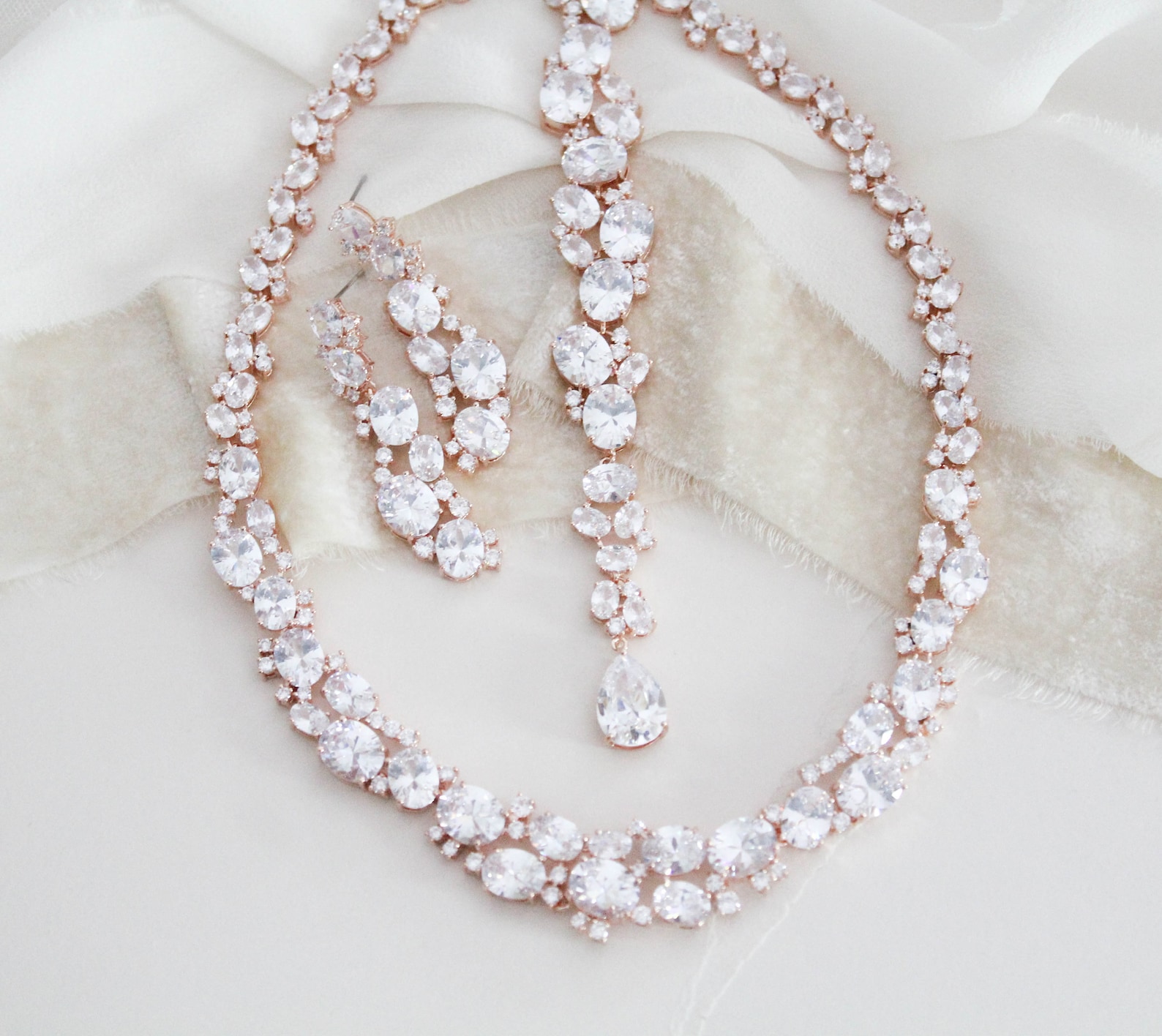 Rose Gold Backdrop Necklace Bridal Back Drop Necklace Wedding Etsy