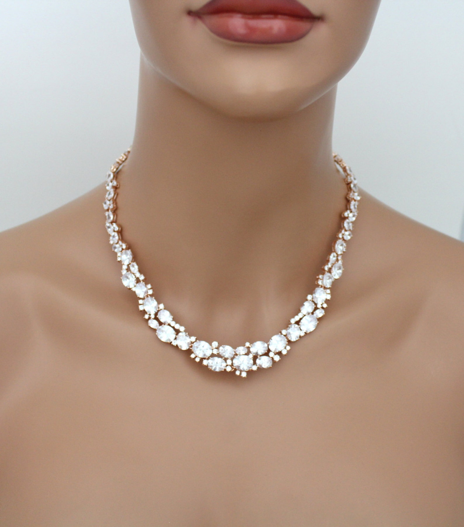 Rose Gold Backdrop Necklace Bridal Back Drop Necklace Wedding Etsy UK