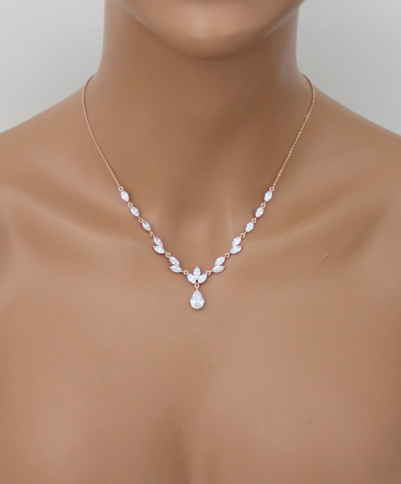 Dainty Bridal  necklace and earring set Silver Wedding  