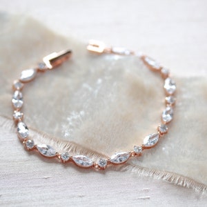 Bridal Tennis bracelet Rose Gold Bridesmaid bracelet Wedding bracelet Cubic zirconia bracelet Simple bracelet Bridal jewelry Dainty