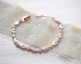 Bridal Tennis bracelet Rose Gold Bridesmaid bracelet Wedding bracelet Cubic zirconia bracelet Simple bracelet Bridal jewelry Dainty