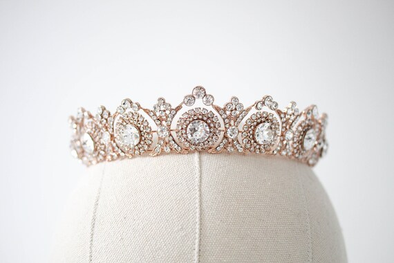 Rose Gold Bridal Tiara, Wedding Hair Accessory, Vintage  display picture 3