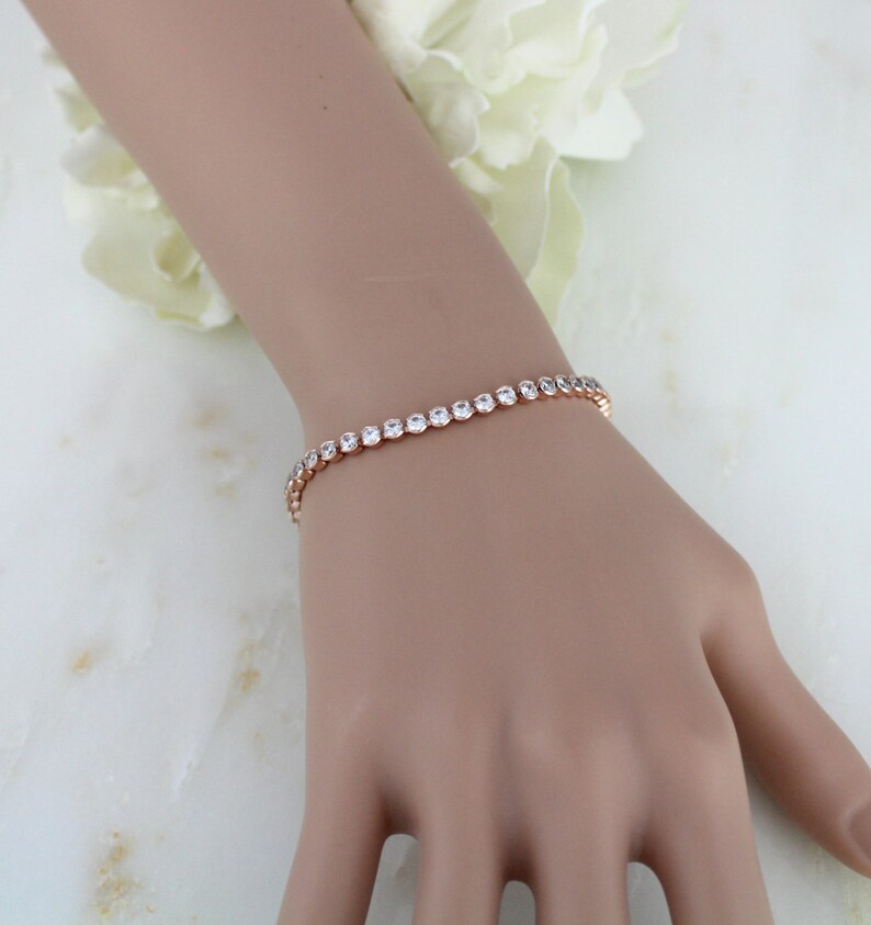 Rose gold Bridal bracelet Dainty Rose gold bracelet Bridal Etsy