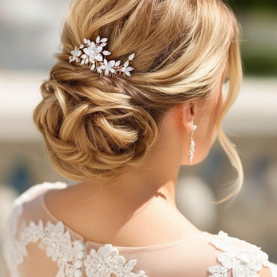 Elegant Bridal Crystal Floral Hair Comb Elegant Crystal Floral Bridal Hair Comb - Silver or Gold  main image 4