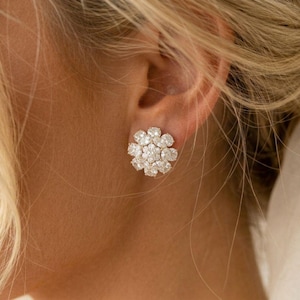 Kolczyki ślubne z różowego złota, efektowne kolczyki na ślub, biżuteria ślubna